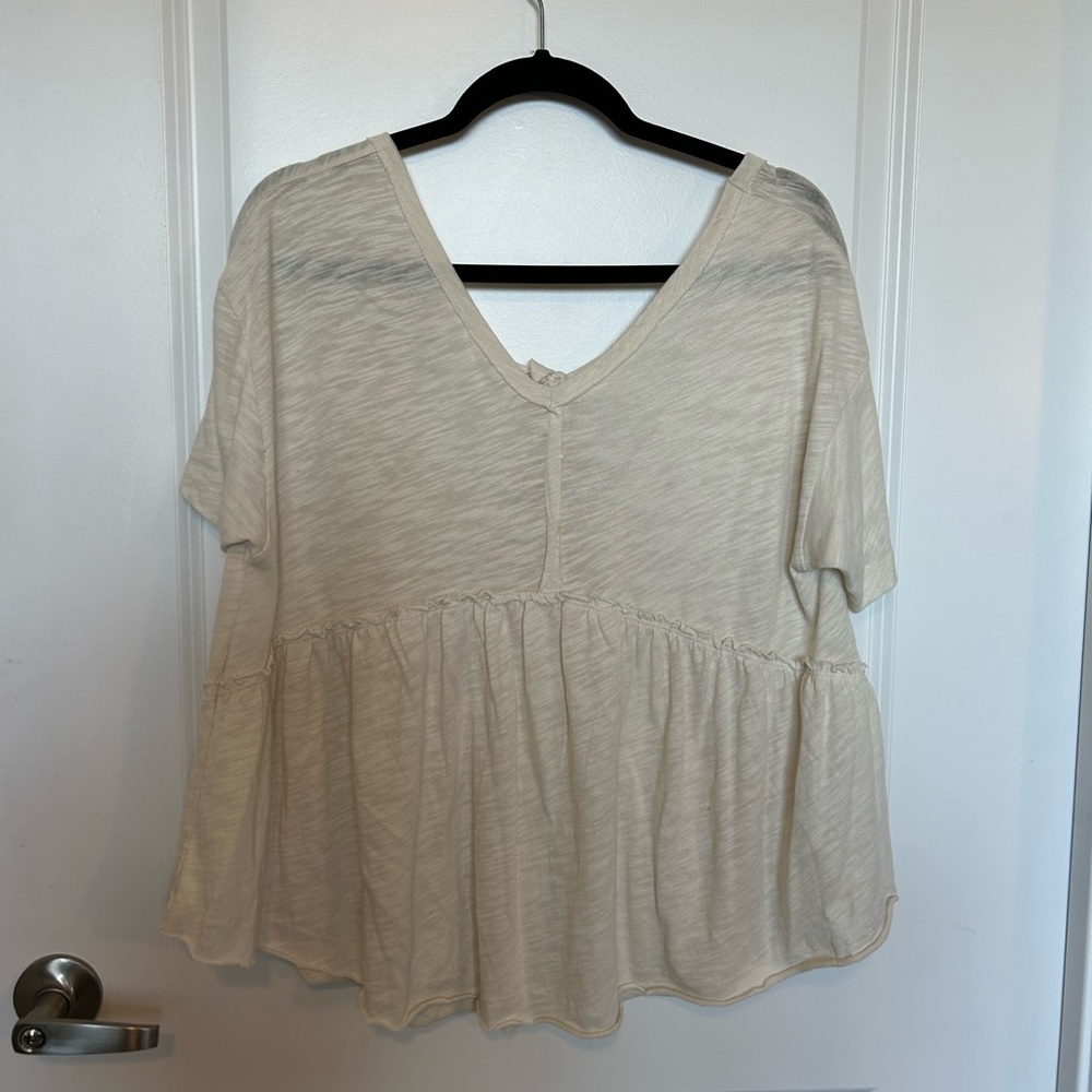 American Eagle Outfitters Cream Flowy Tie Back Top